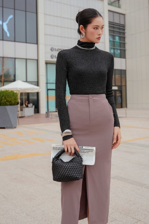 Sixdo Teak Megashi Pencil Skirt